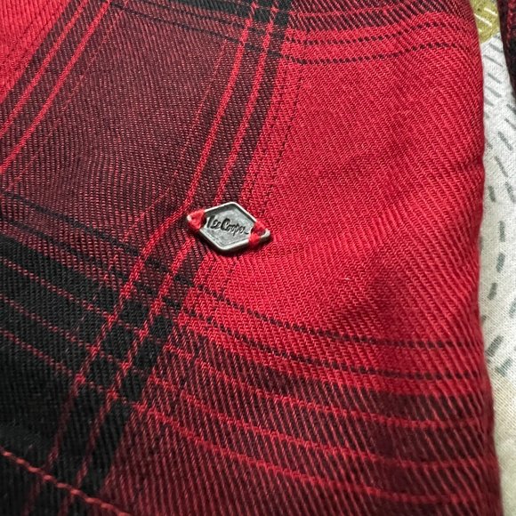 Bright Red and Black Lee Cooper Originals Full Sleeve Shirt - Picture 3 of 7